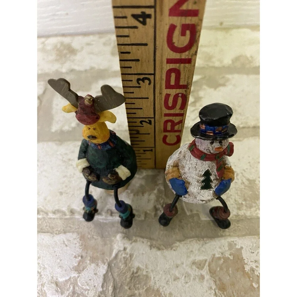 Christmas Holiday Reusable Cork Bottle Stopper Set 2pc Snowman & Moose 4in